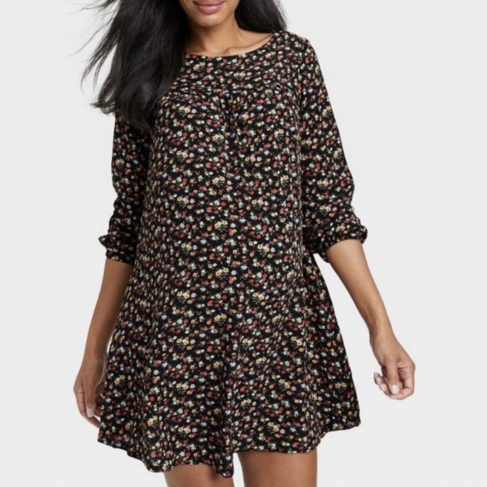 The Nines by HATCH Floral Black Dress